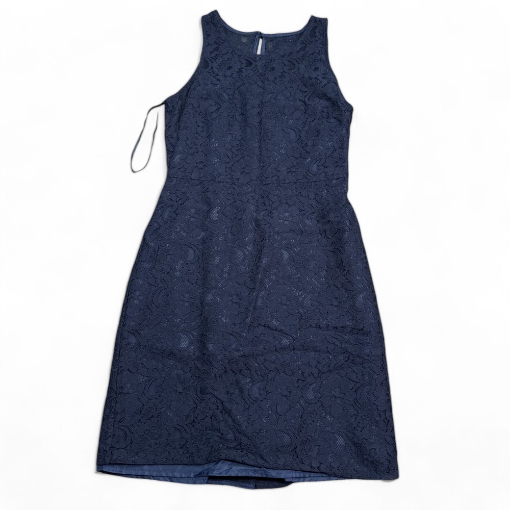 J Crew Navy Lace Dress Womens Size 00 Lined Sleeveless Cocktail Career